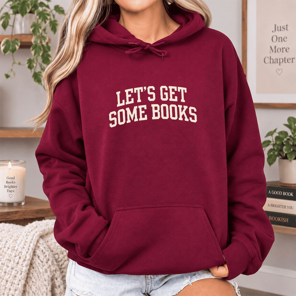 Let's Get Some Books Softstyle Hoodie | Book Lover Gift Maroon
