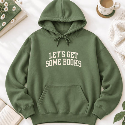 Let's Get Some Books Softstyle Hoodie | Book Lover Gift Military Green