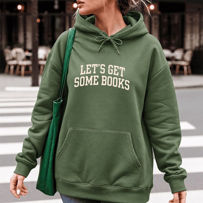 Let's Get Some Books Softstyle Hoodie | Book Lover Gift Military Green