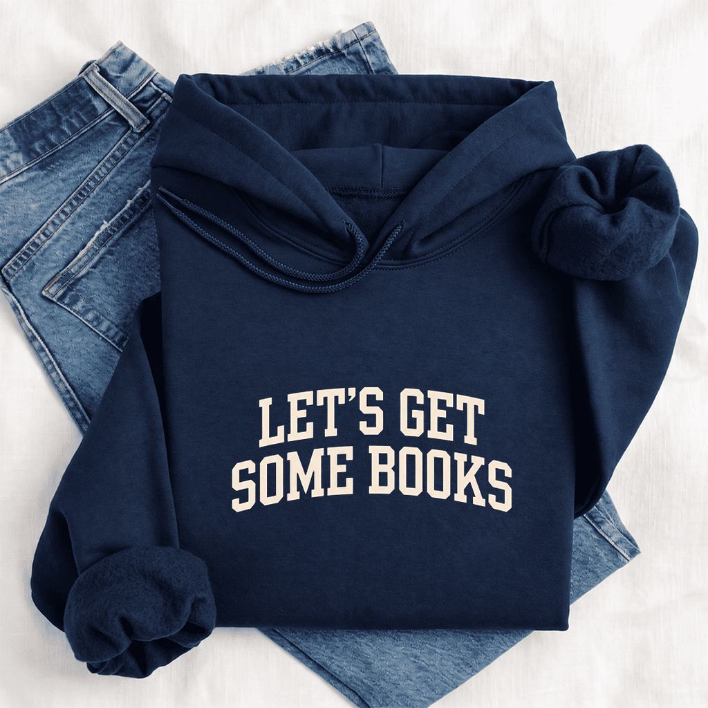 Let's Get Some Books Softstyle Hoodie | Book Lover Gift Navy