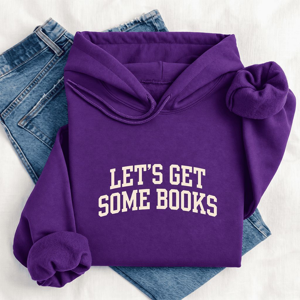 Let's Get Some Books Softstyle Hoodie | Book Lover Gift Purple