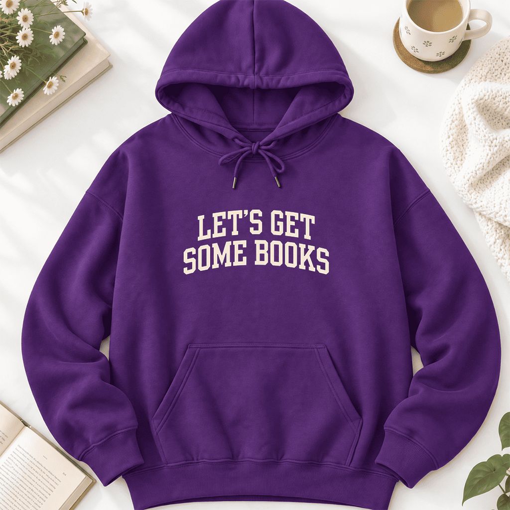 Let's Get Some Books Softstyle Hoodie | Book Lover Gift Purple