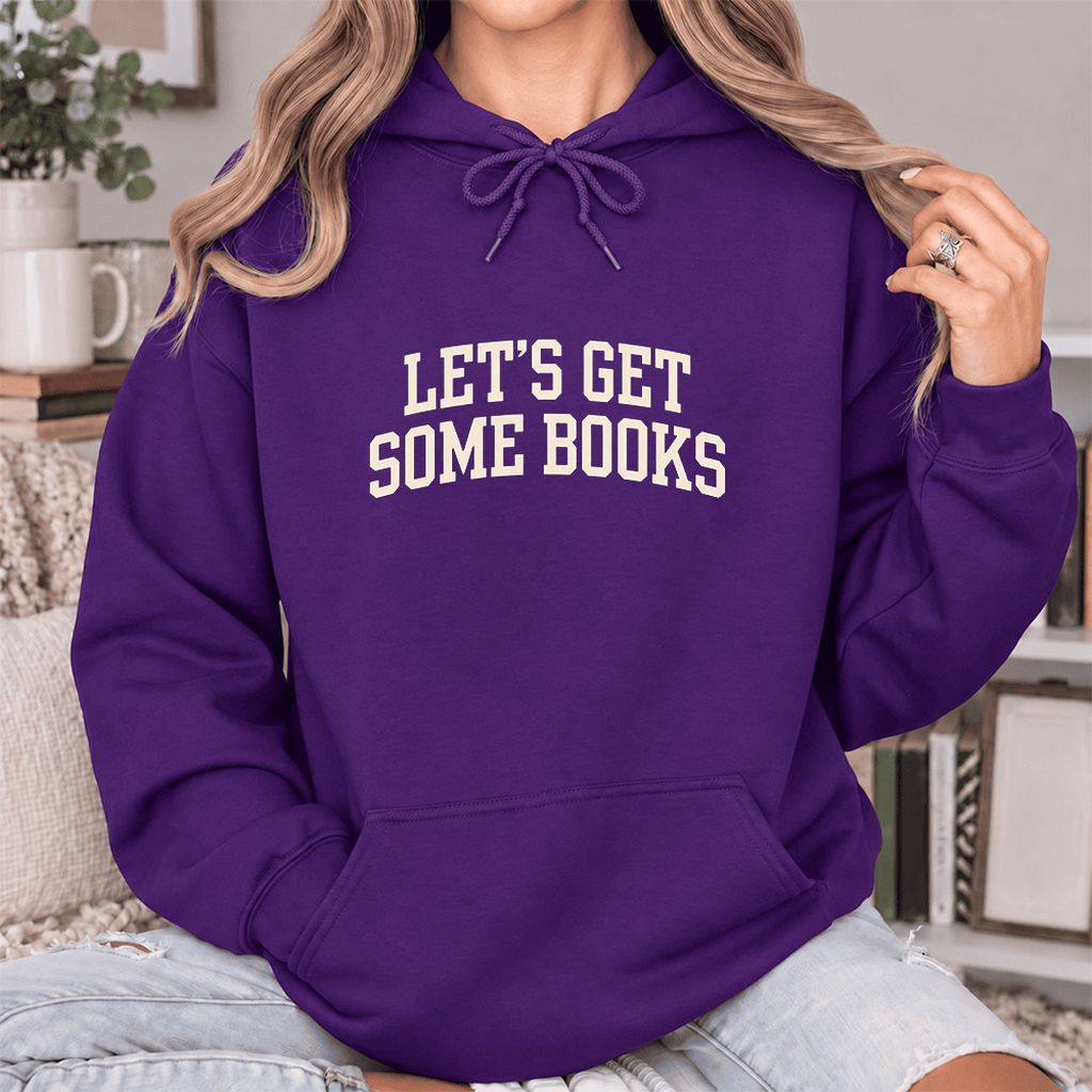 Let's Get Some Books Softstyle Hoodie | Book Lover Gift Purple