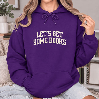 Let's Get Some Books Softstyle Hoodie | Book Lover Gift Purple