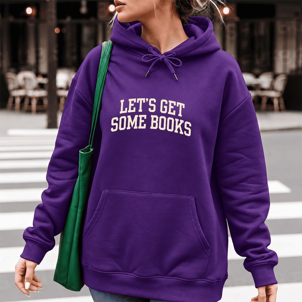 Let's Get Some Books Softstyle Hoodie | Book Lover Gift Purple