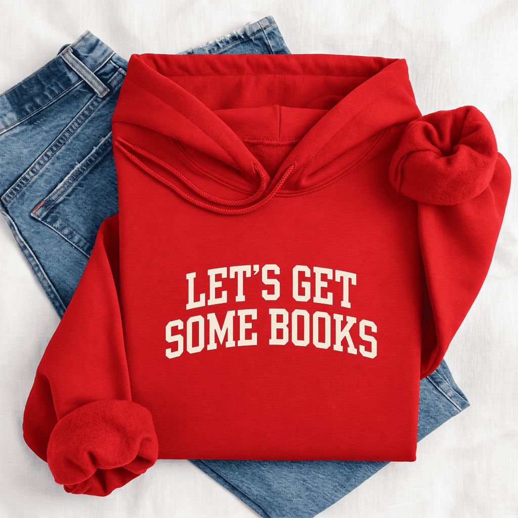 Let's Get Some Books Softstyle Hoodie | Book Lover Gift Red
