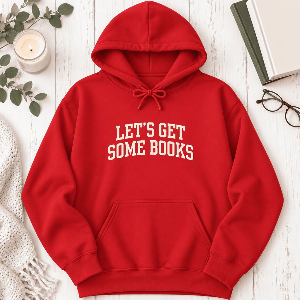 Let's Get Some Books Softstyle Hoodie | Book Lover Gift Red