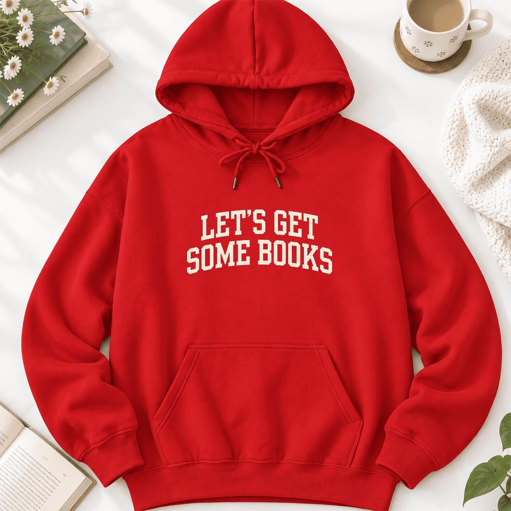 Let's Get Some Books Softstyle Hoodie | Book Lover Gift Red