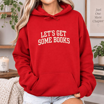 Let's Get Some Books Softstyle Hoodie | Book Lover Gift Red
