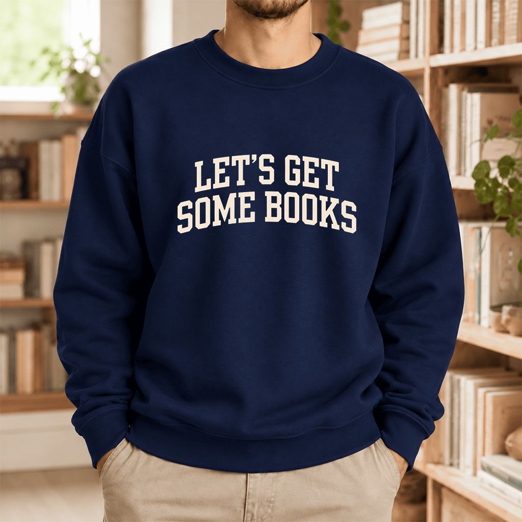 Let's Get Some Books Softstyle Sweatshirt | Book Lover Gift Navy