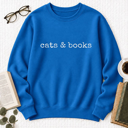 Cats & Books Softstyle Sweatshirt | Cozy Reader Gift Royal