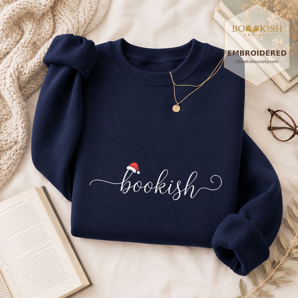 Bookish Embroidered Sweatshirt | Christmas Reader Gift Navy