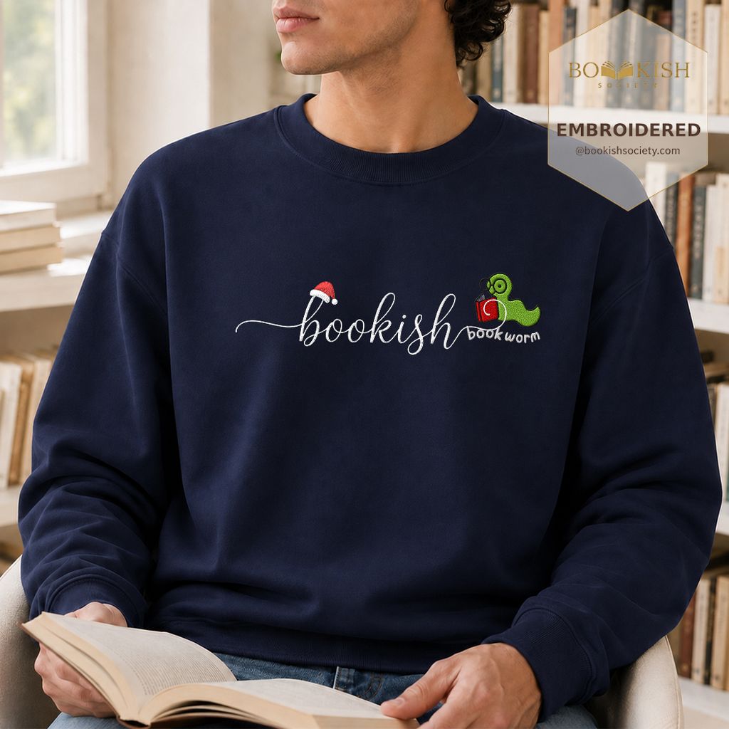 Bookish Embroidered Sweatshirt | Christmas Reader Gift Navy