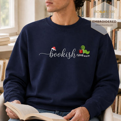 Bookish Embroidered Sweatshirt | Christmas Reader Gift Navy