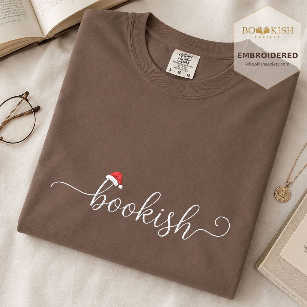 Bookish Embroidered T-Shirt | Christmas Reader Gift Espresso