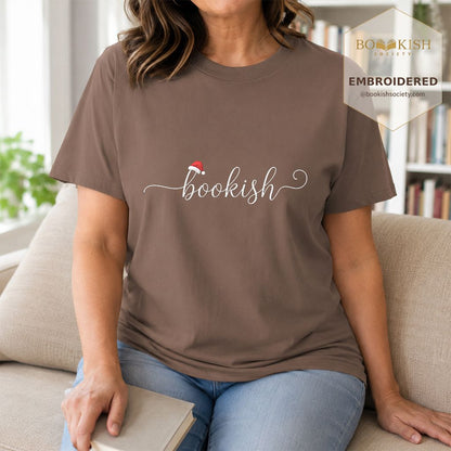Bookish Embroidered T-Shirt | Christmas Reader Gift Espresso