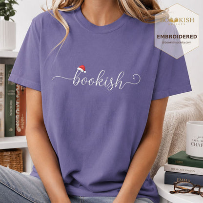 Bookish Embroidered T-Shirt | Christmas Reader Gift Grape