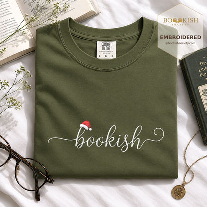 Bookish Embroidered T-Shirt | Christmas Reader Gift Hemp
