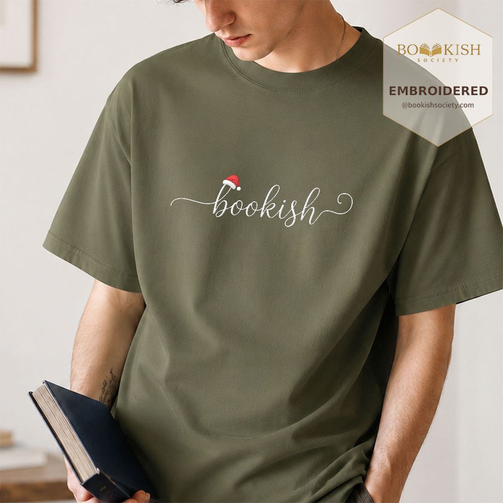 Bookish Embroidered T-Shirt | Christmas Reader Gift Hemp