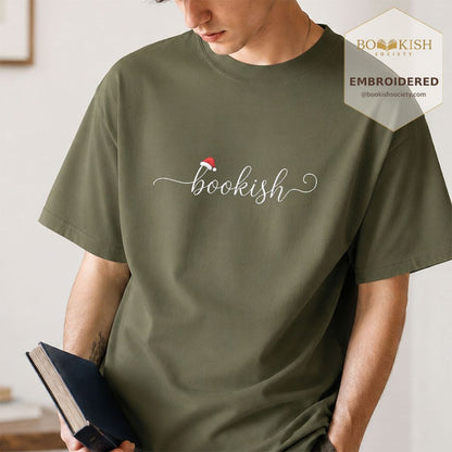 Bookish Embroidered T-Shirt | Christmas Reader Gift Hemp