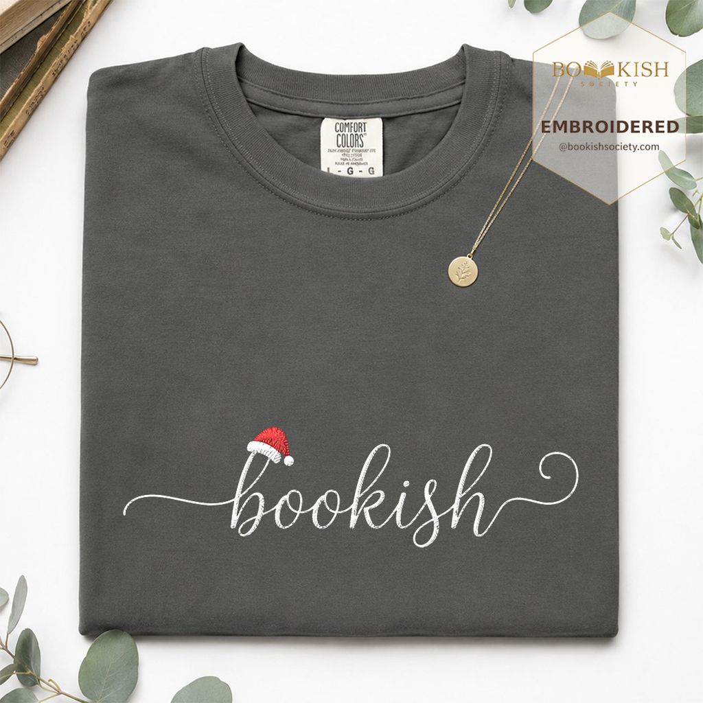 Bookish Embroidered T-Shirt | Christmas Reader Gift Pepper