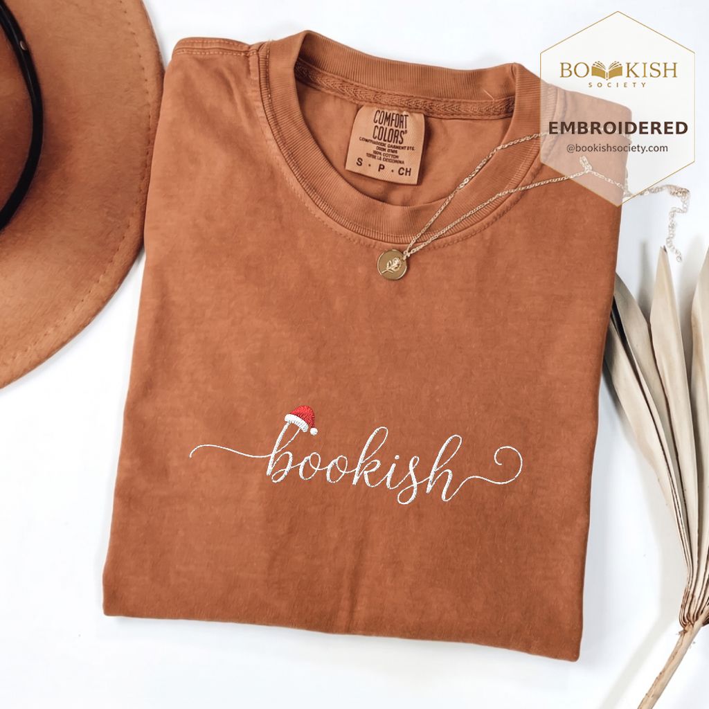 Bookish Embroidered T-Shirt | Christmas Reader Gift Yam