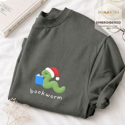 Bookworm Embroidered T-Shirt | Christmas Reader Gift Pepper