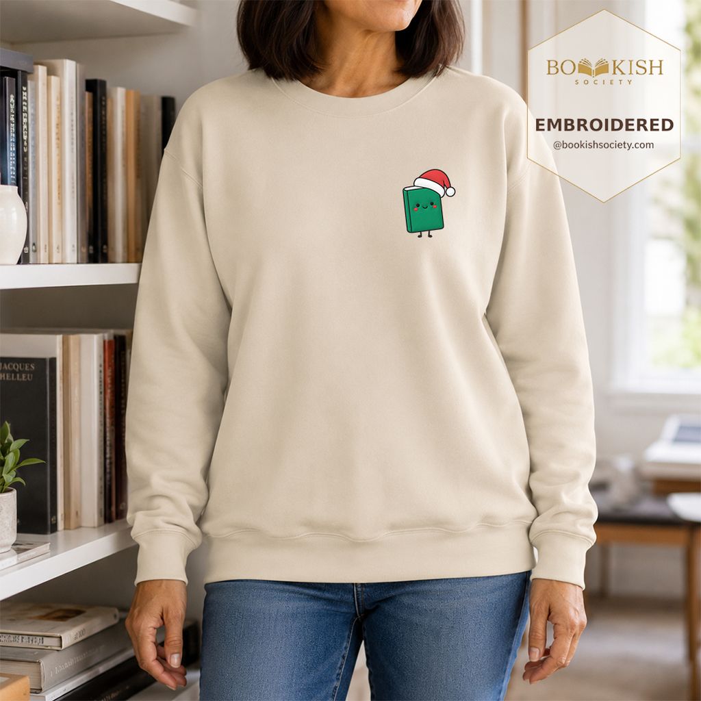 Cheerful Green Book Embroidered Sweatshirt | Christmas Gift Sand