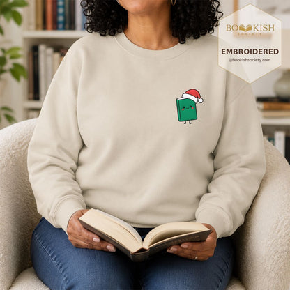 Cheerful Green Book Embroidered Sweatshirt | Christmas Gift Sand