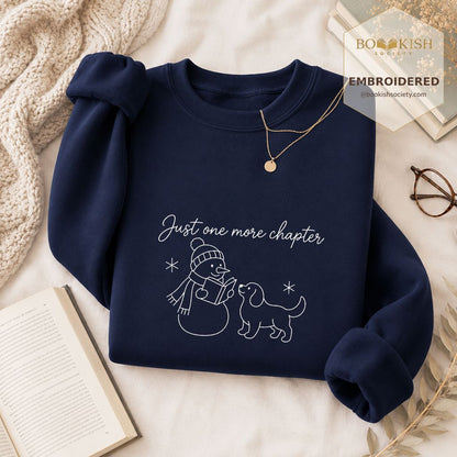 Just One More Chapter Embroidered Sweatshirt | Christmas Reader Gift Navy