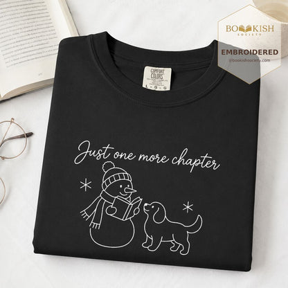 Just One More Chapter Embroidered T-Shirt | Christmas Reader Gift Black