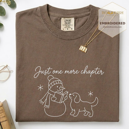 Just One More Chapter Embroidered T-Shirt | Christmas Reader Gift Espresso