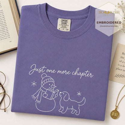 Just One More Chapter Embroidered T-Shirt | Christmas Reader Gift Grape