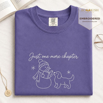 Just One More Chapter Embroidered T-Shirt | Christmas Reader Gift Grape