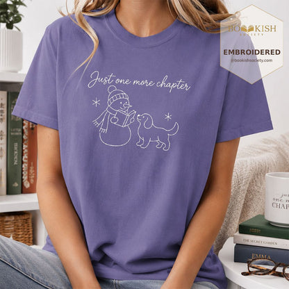 Just One More Chapter Embroidered T-Shirt | Christmas Reader Gift Grape
