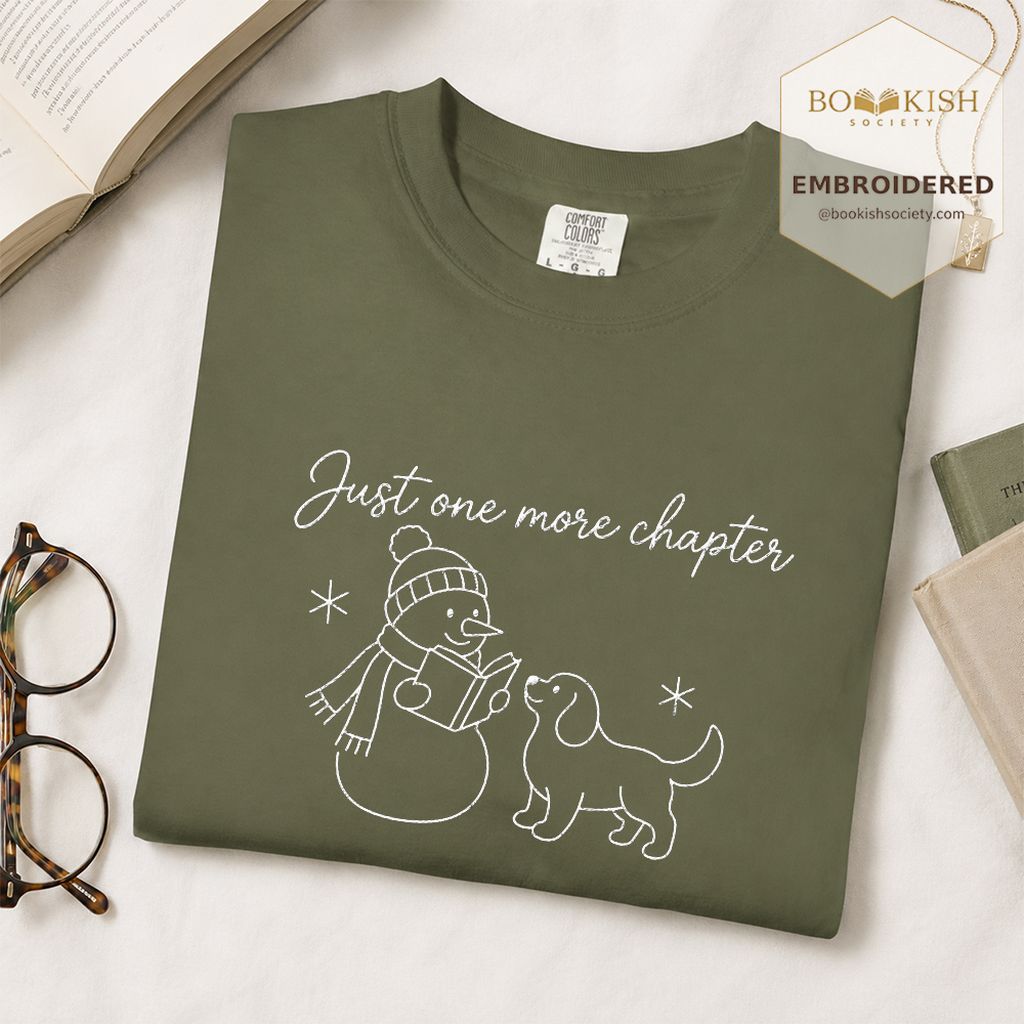 Just One More Chapter Embroidered T-Shirt | Christmas Reader Gift Hemp