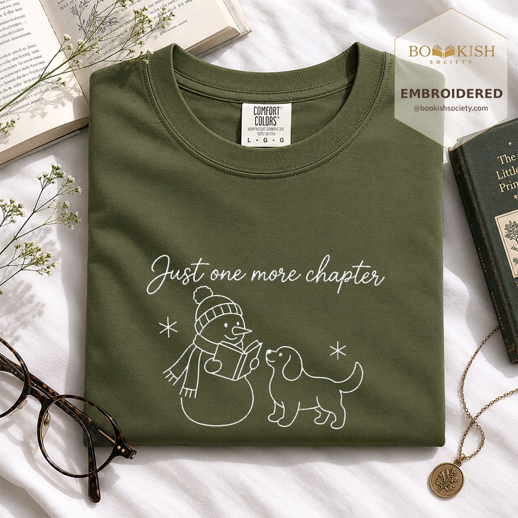 Just One More Chapter Embroidered T-Shirt | Christmas Reader Gift Hemp