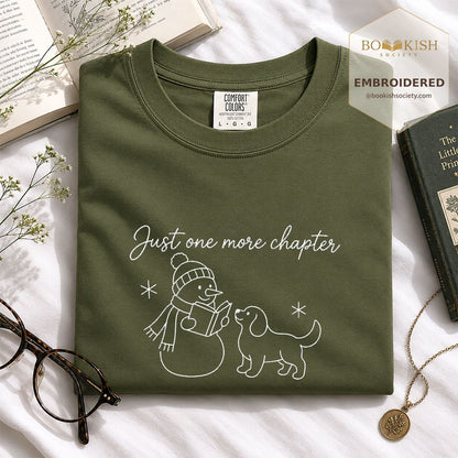 Just One More Chapter Embroidered T-Shirt | Christmas Reader Gift Hemp