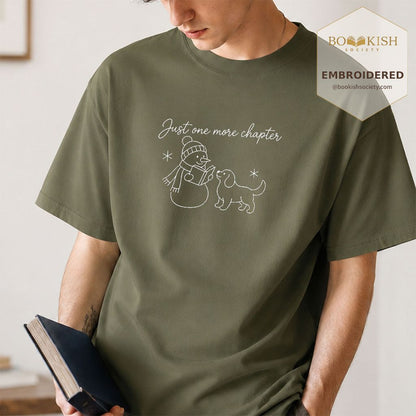 Just One More Chapter Embroidered T-Shirt | Christmas Reader Gift Hemp
