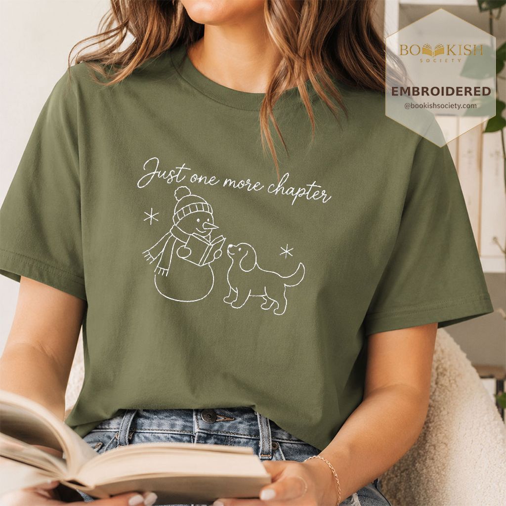 Just One More Chapter Embroidered T-Shirt | Christmas Reader Gift Hemp