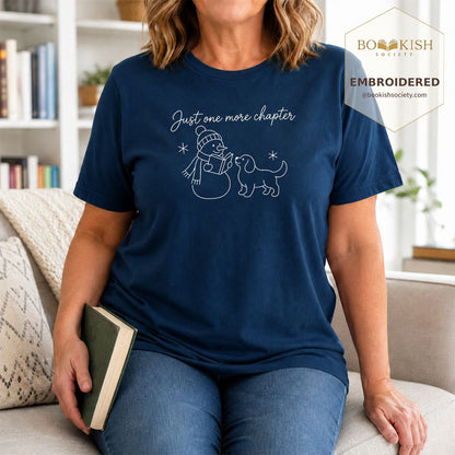 Just One More Chapter Embroidered T-Shirt | Christmas Reader Gift Navy