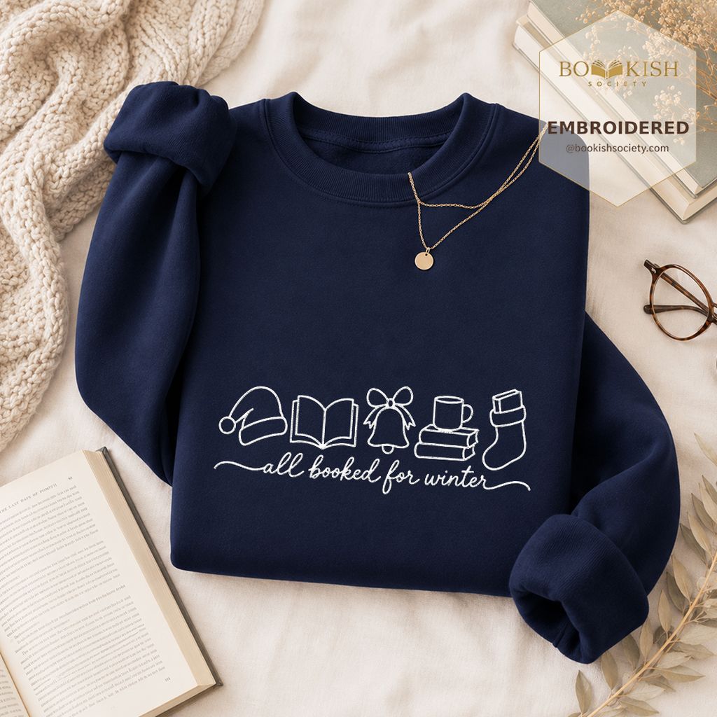 All Booked For Winter Embroidered Sweatshirt | Christmas Reader Gift Navy