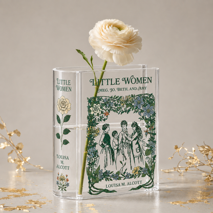 Little Women Acrylic Book Vase Book Lover Gift