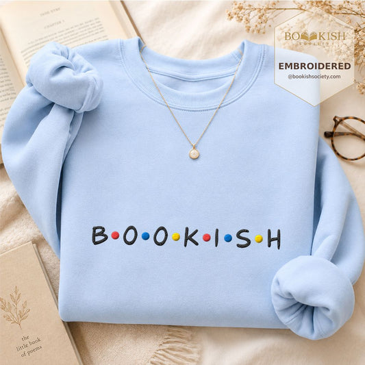 Bookish Embroidered Sweatshirt | Christmas Reader Gift Light Blue