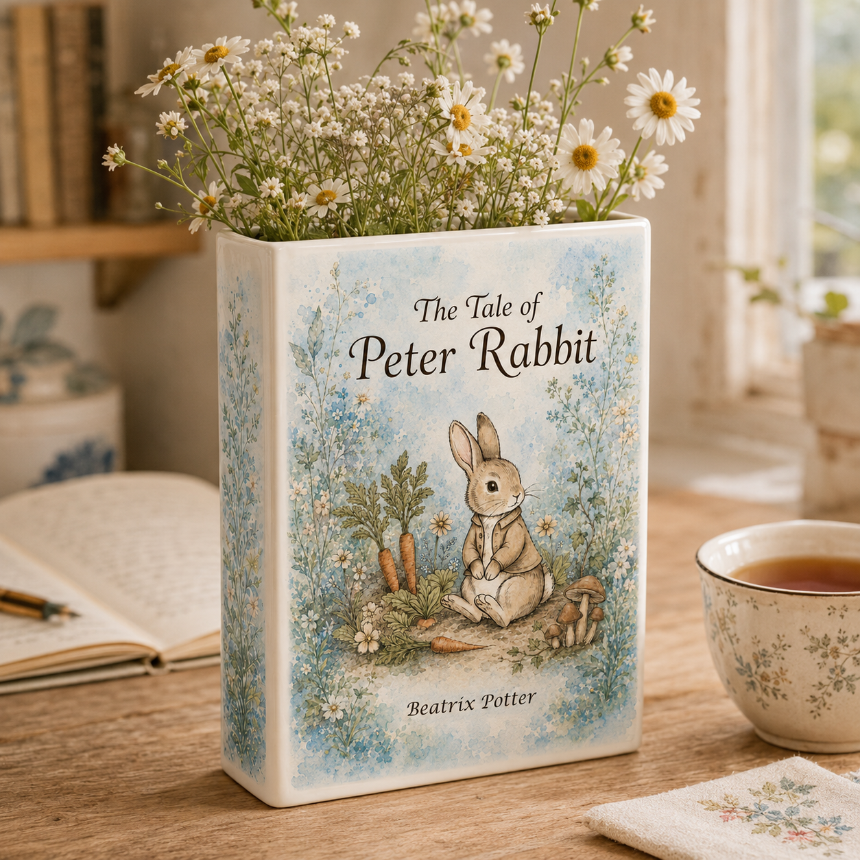 The Tale of Peter Rabbit Ceramic Book Vase Book Lover Gift