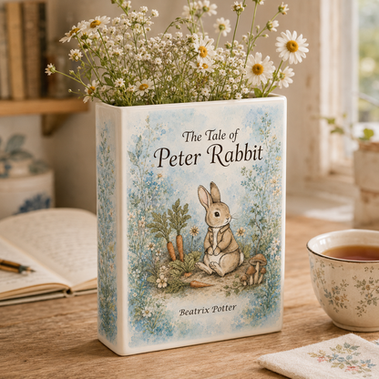The Tale of Peter Rabbit Ceramic Book Vase Book Lover Gift