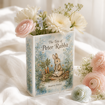 The Tale of Peter Rabbit Ceramic Book Vase Book Lover Gift