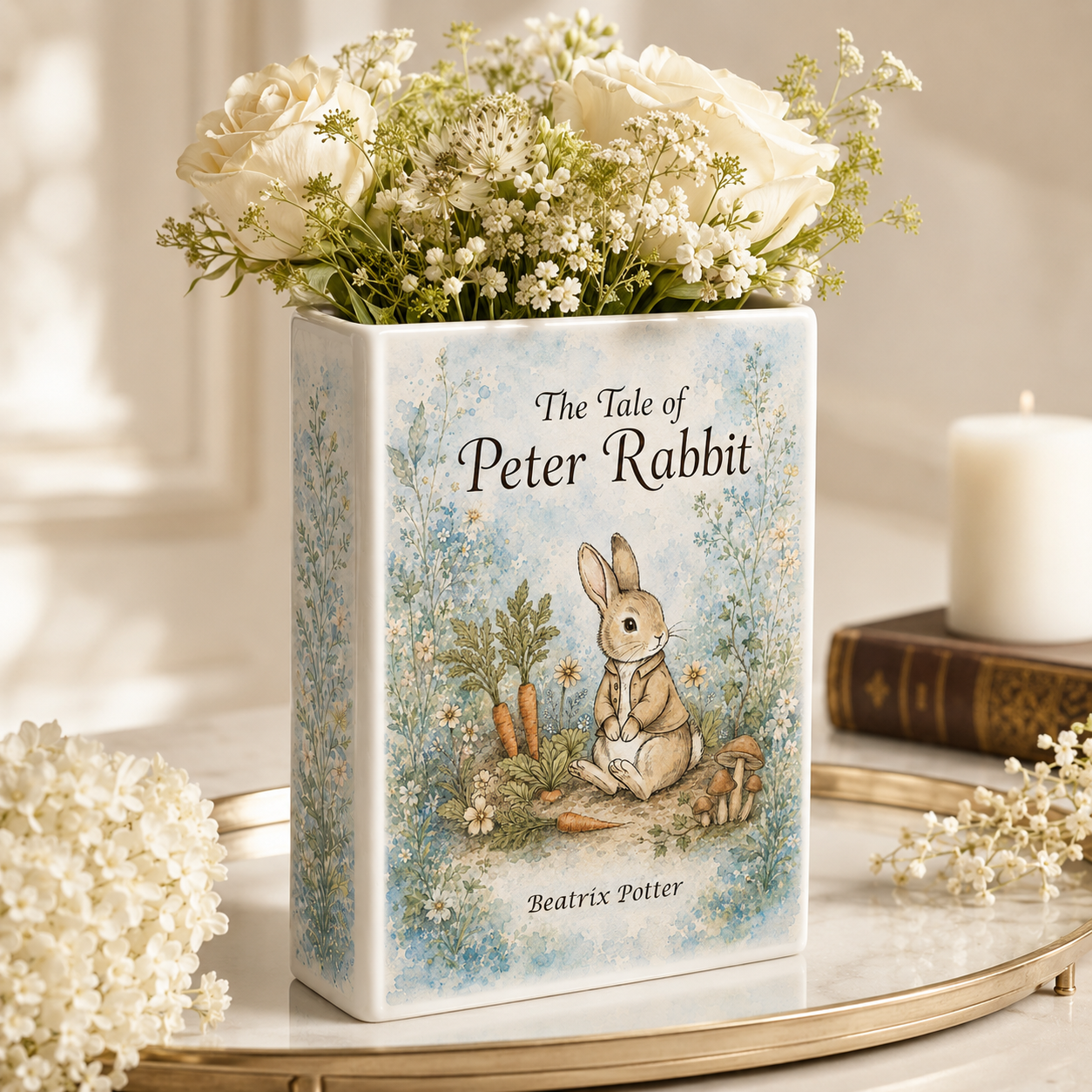 The Tale of Peter Rabbit Ceramic Book Vase Book Lover Gift