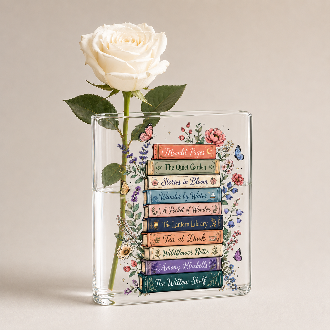 Custom Read Booklist Acrylic Book Vase Book Lover Gift