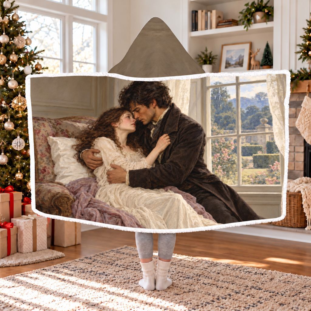 Wuthering Heights Sherpa Hooded Blanket | Gothic Romance Reader Gift White